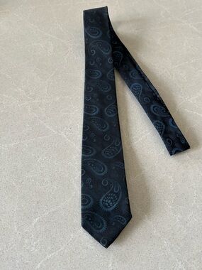 Eskay Classic Navy Blue Paisley Silk Tie - Men's Formal Accessory